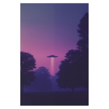 Listing image for UFO Silhouette Sci-Fi Poster | Mystical Wall Art | Bedroom Decor