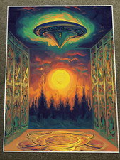 Listing image for Mystical UFO and Glowing Landscape Portal Poster 18x24in