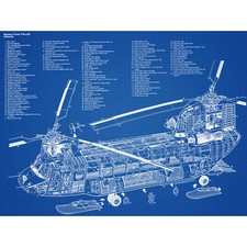 Listing image for Chinook Helicopter CH-47D Military Transport Patent Huge Wall Art Poster Print