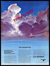 Listing image for 1985 Grumman Aircraft Vintage PRINT AD Top Secret Military Clouds Sky Art 1980s