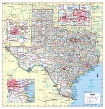 Listing image for Texas State Wall Map Large Print Poster - Laminated 24"x25"