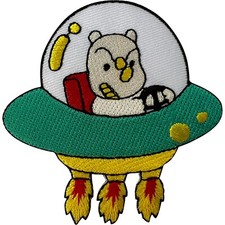 Listing image for Space Rhino Flying Saucer UFO Alien Patch Iron Sew On Clothes Embroidered Badge