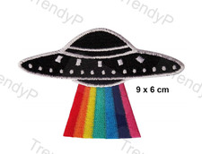 Listing image for Rainbow UFO Space Flying Saucer Embroidered iron sew on patch clothe new N-1551