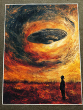 Listing image for UFO Descending into Fiery Tornado Skies Poster 18x24in